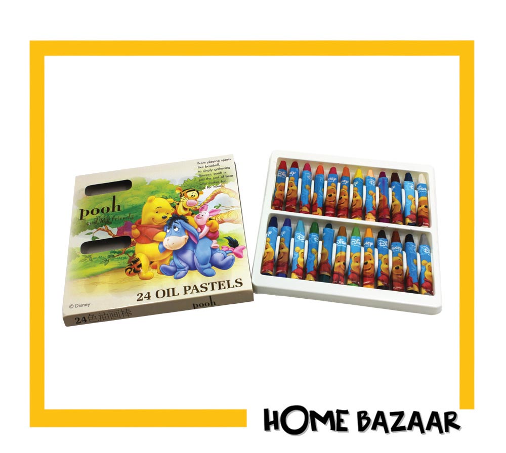 24 oil pastels disney pooh and his friends crayon 7.5 x 1 cm box 18.5 x 18.5 cm