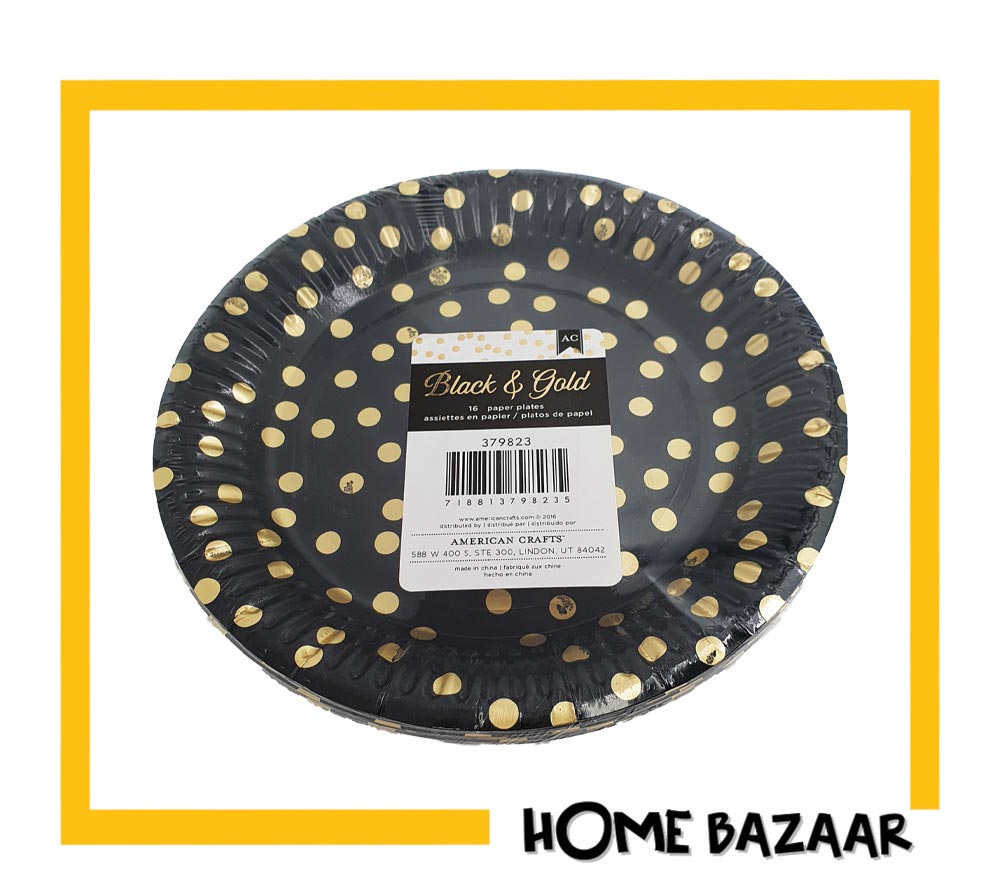 AC american craft black and gold 16 paper plated17.5x17.5cm